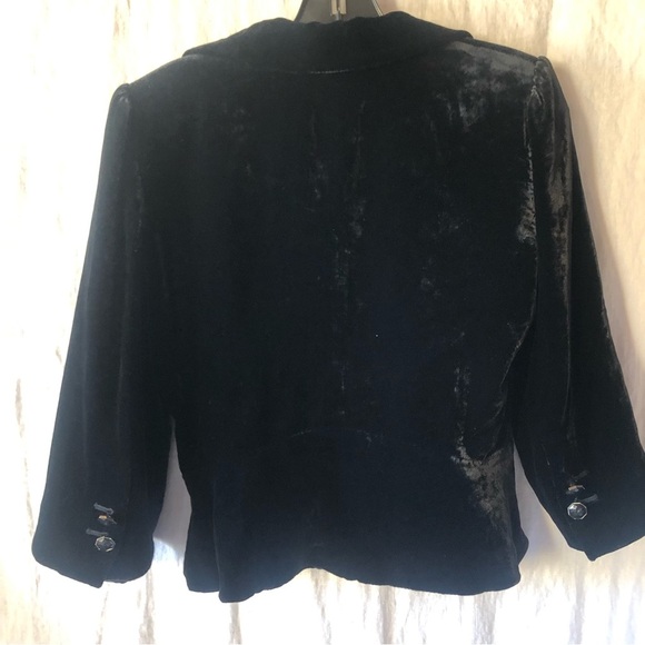 Ann Taylor Loft Black silk velvet semi crop jacket  3/4 sleeve  size 6 - Picture 8 of 10